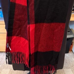 Talbots Red and Black Buffalo Plaid Cashmere Scarf